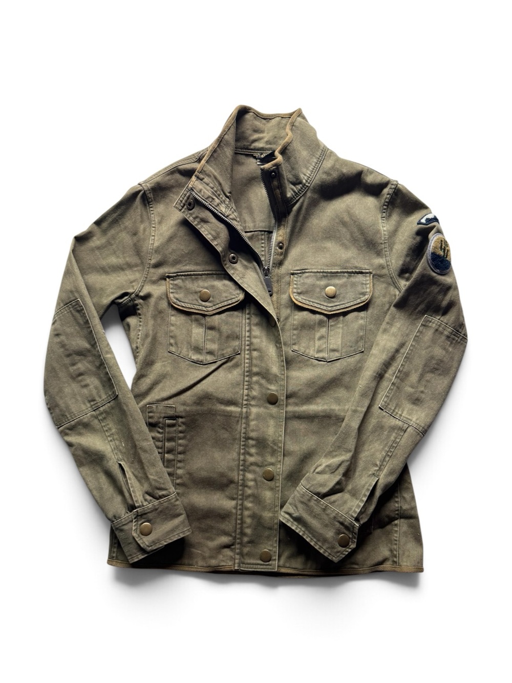 Faherty Women’s Olive Green Military Utility Jacket Patches Size XS